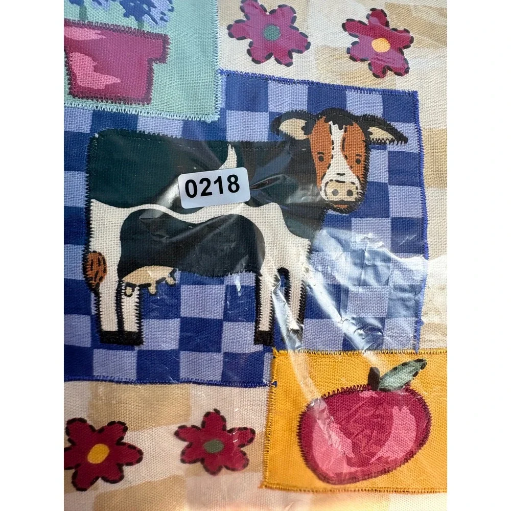 Vintage Quilted Puff Pot Holder Trivet For Hot Stuff Cow Print‎ With Flowers